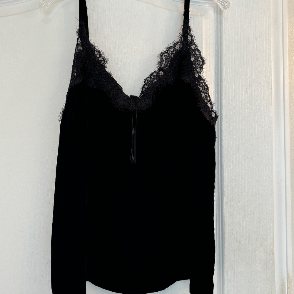 NWT Black velvet with lace camisole